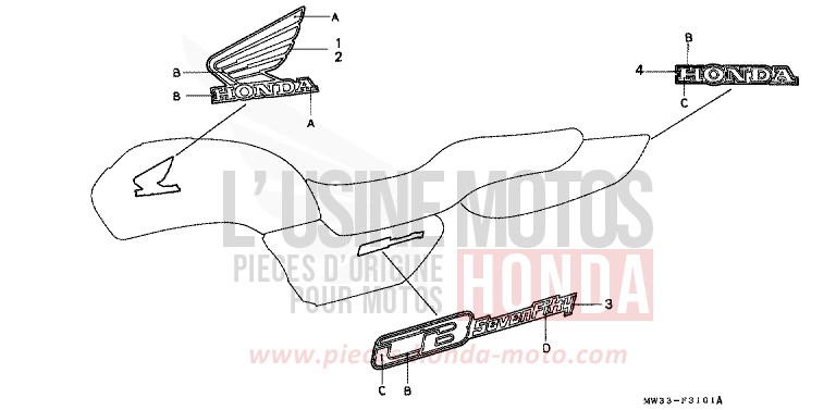 MARQUE (CB750F2) de CB Seven Fifty CANDY ANDROMEDA RED-U (R131) 1995